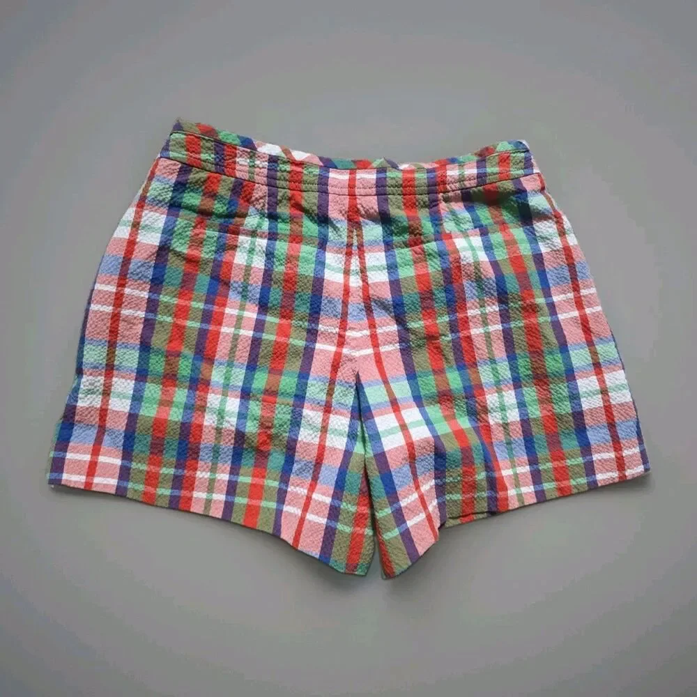 Kate Spade Coastal Plaid Seersucker Shorts Women Size 2 Beach Golf Resort Luxury